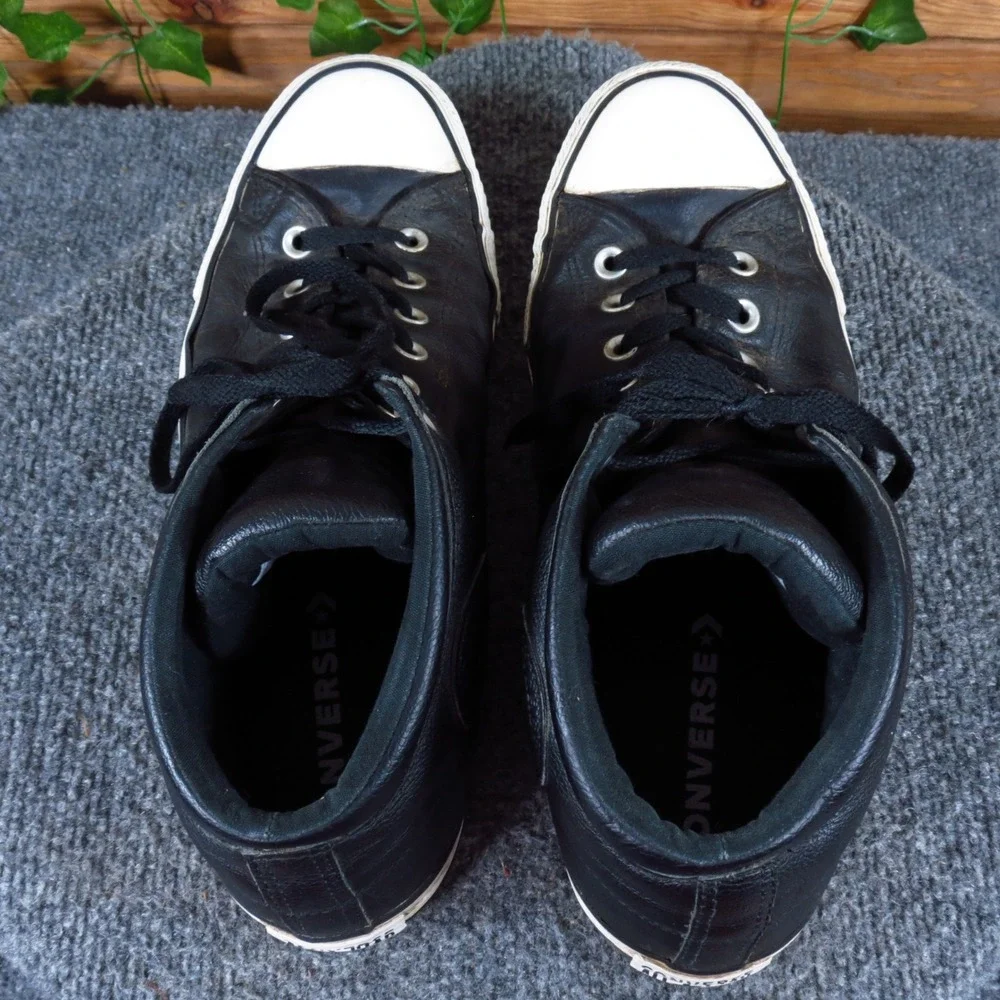 Converse High Street Mens Mid Top Sneaker Size 10.5 Lifestyle Black Leather - Picture 6 of 9